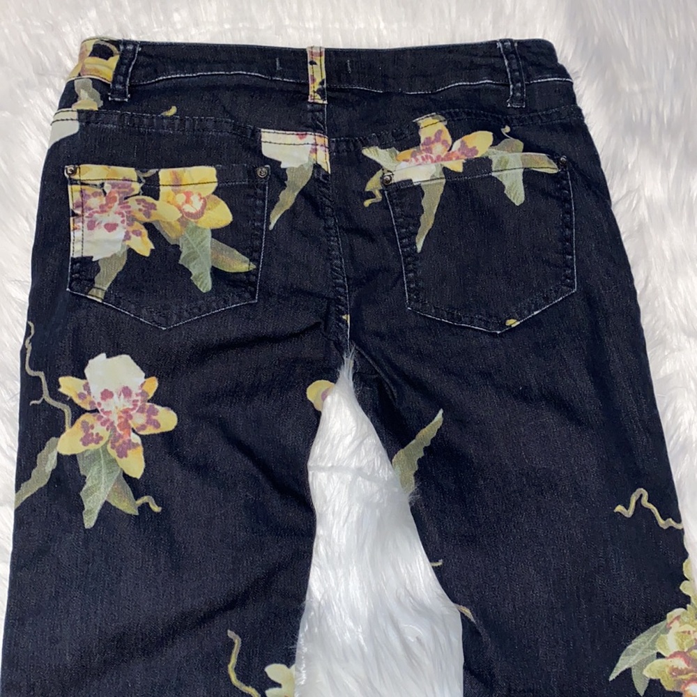 Free Feople Floral Boho Fray Hem Flare Jeans 27 - Picture 11 of 13